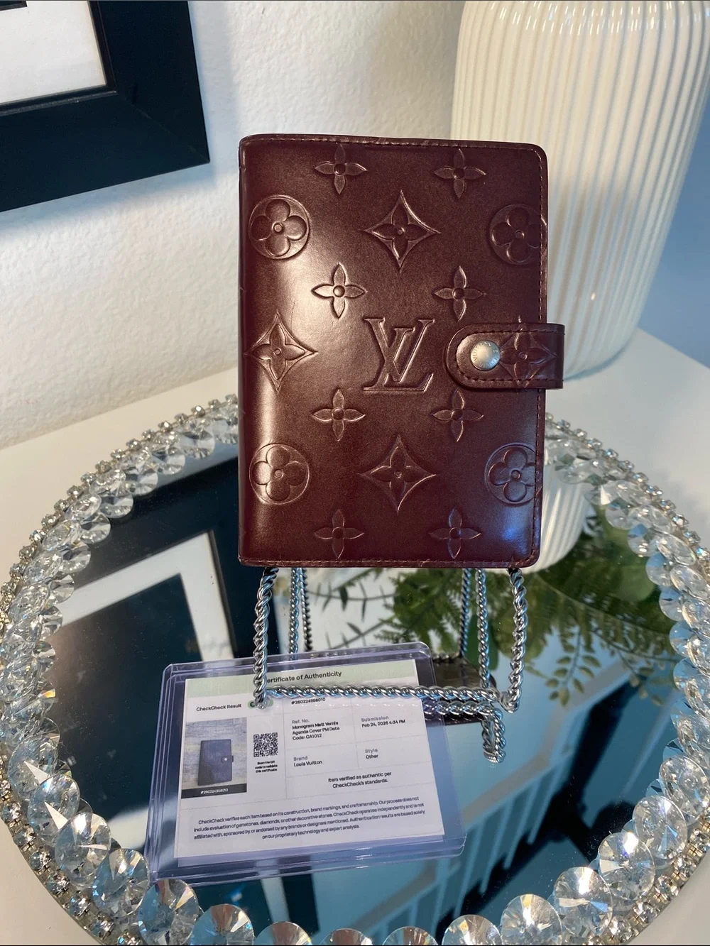 Vintage Louis Vuitton Matte Vernis Agenda PM In Burgundy COA - Picture 11 of 12